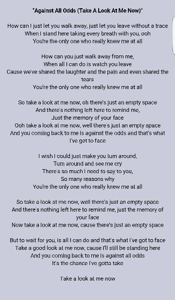 take a look at me now song lyrics|Phil Collins – Take A Look At Me Now Lyrics .